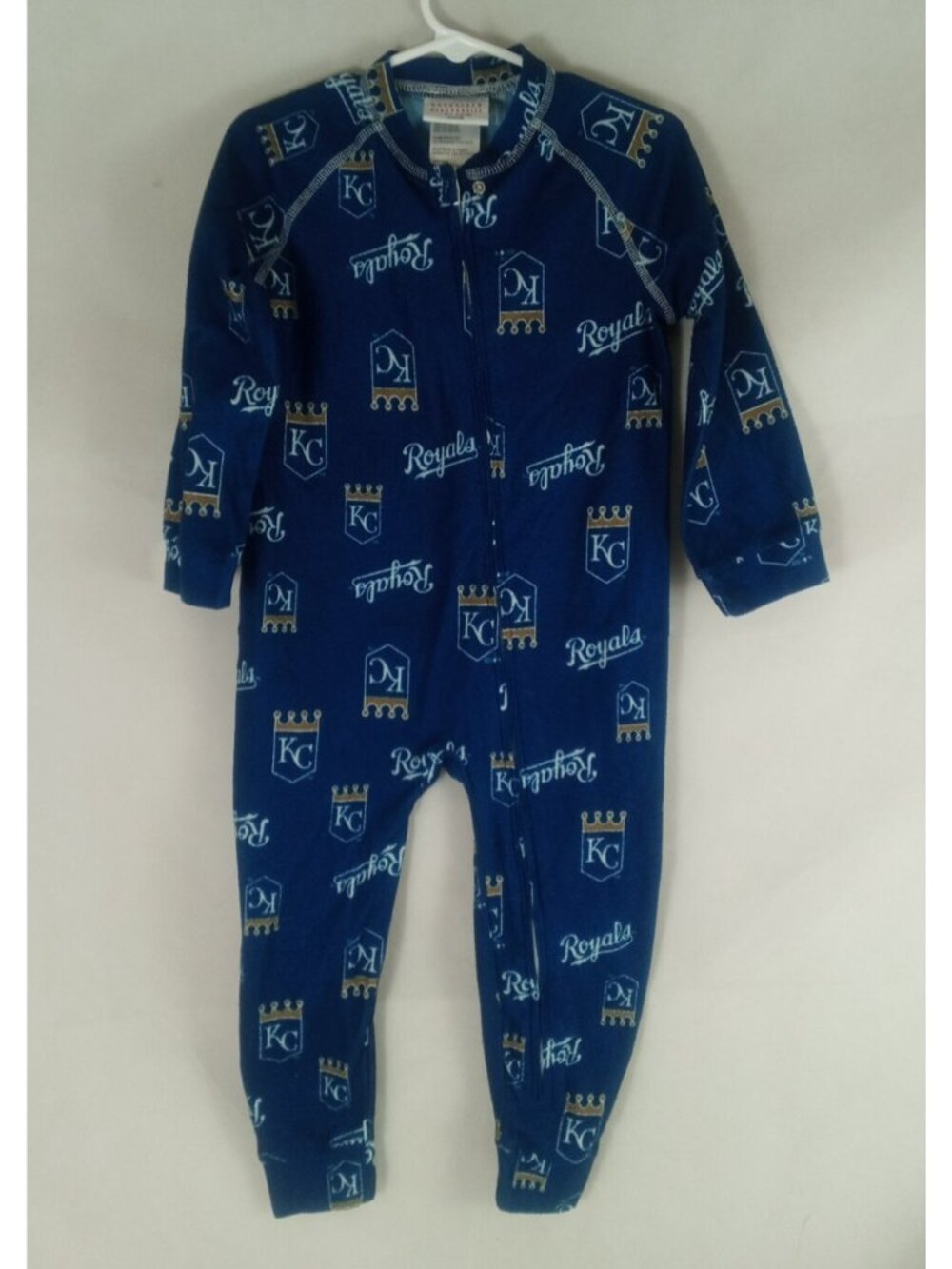 MLB Kansas City Royals Baseball  Full-Zip Up Footie Pajamas 2T